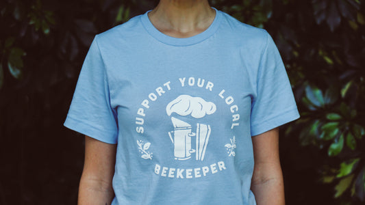 Support Your Local Beekeeper T-Shirt - Light Blue