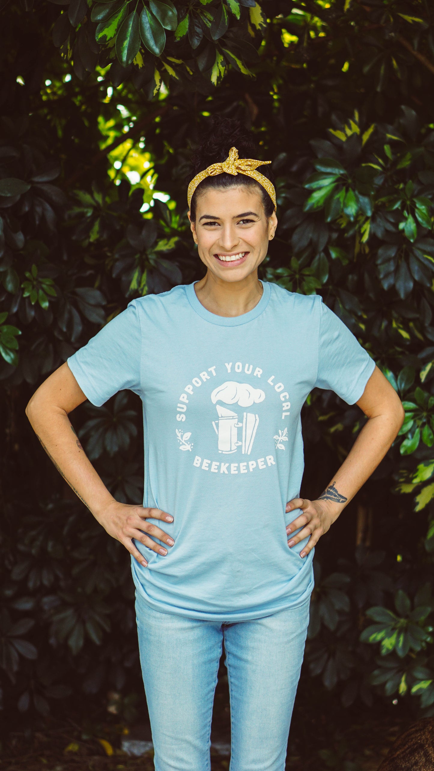 Support Your Local Beekeeper T-Shirt - Light Blue