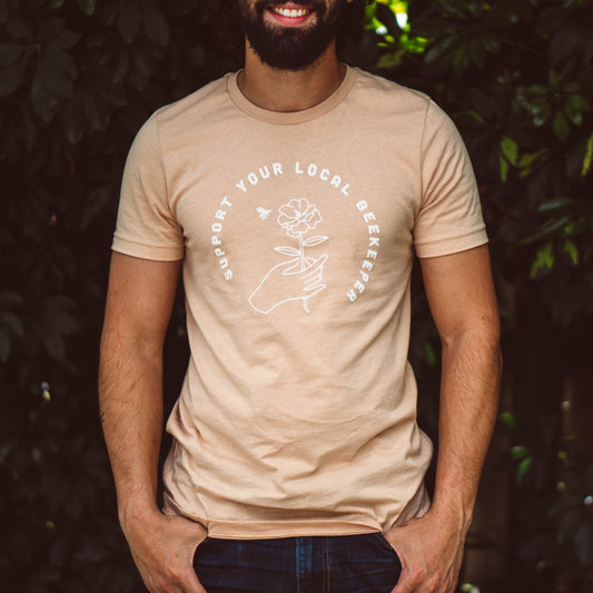 Support Your Local Beekeeper T-Shirt - Rose Sand