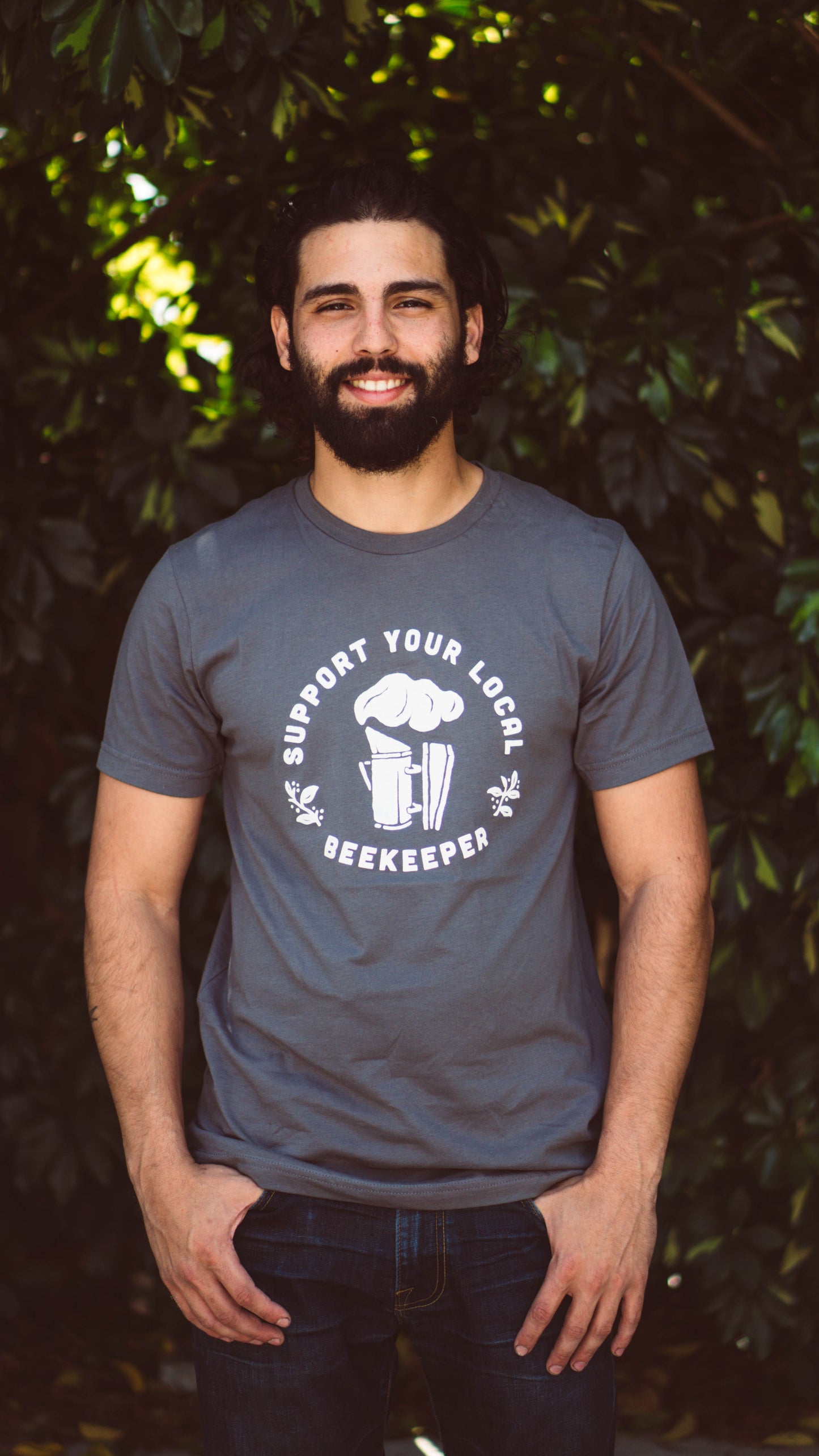 Support Your Local Beekeeper T-Shirt - Grey