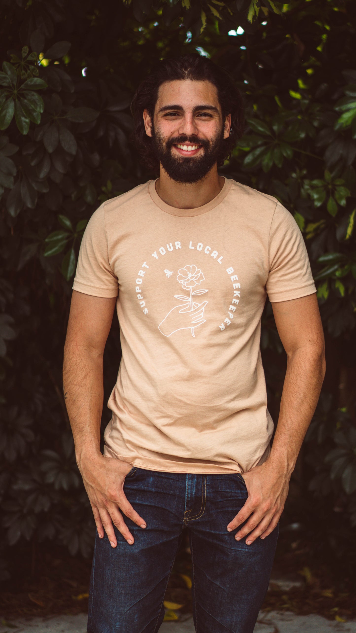 Support Your Local Beekeeper T-Shirt - Rose Sand