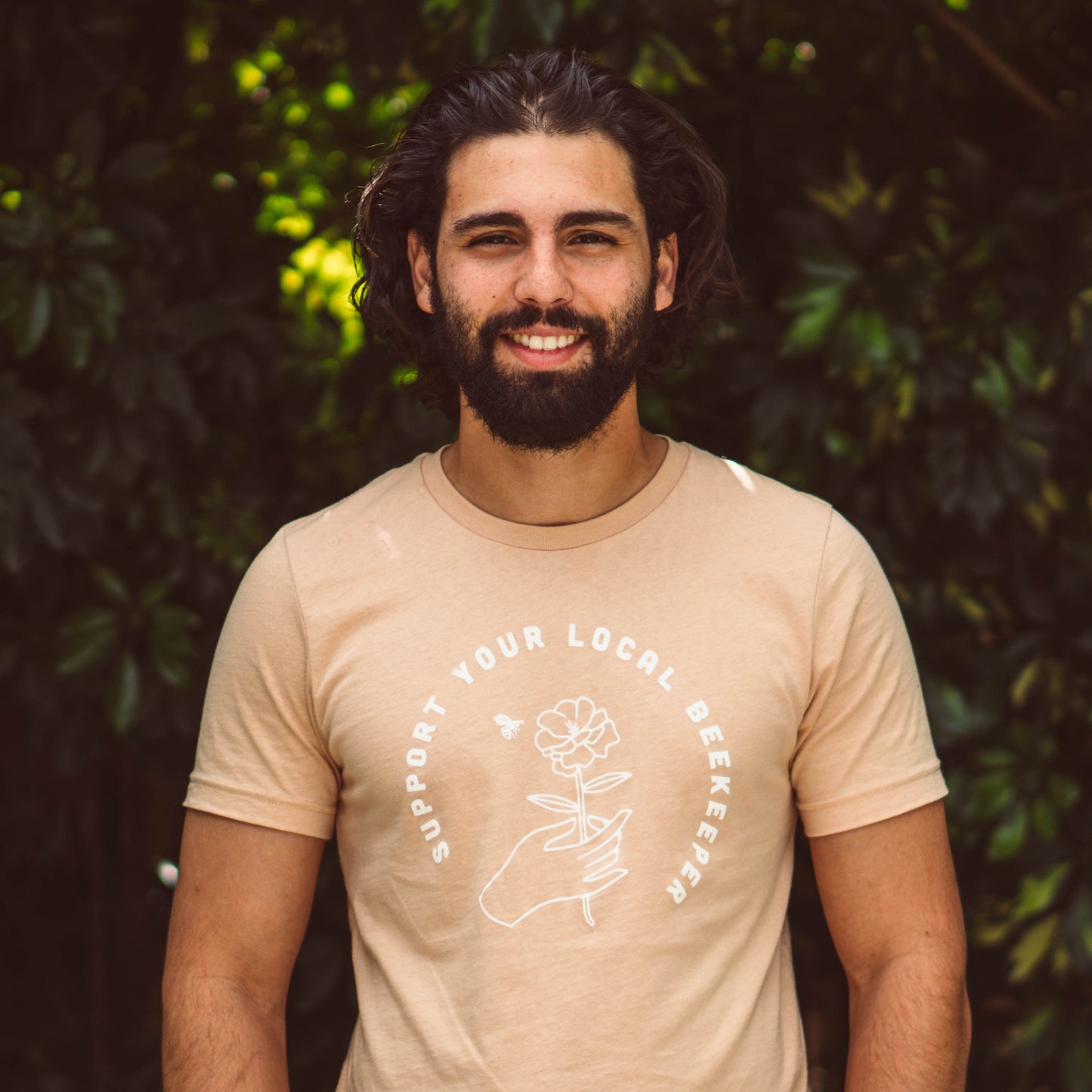 Support Your Local Beekeeper T-Shirt - Rose Sand